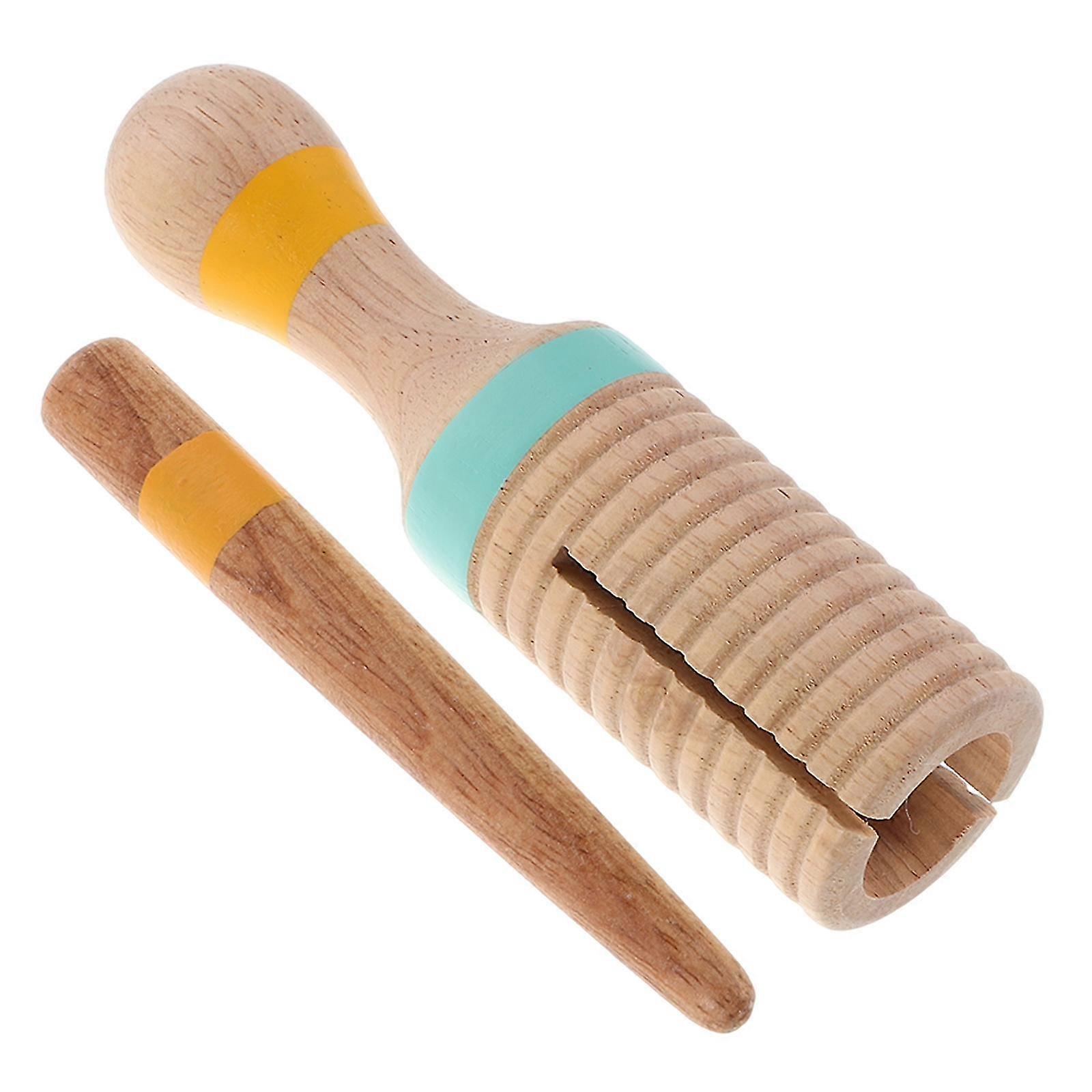 Wooden Guiro Percussion Instrument for Rhythm Development 5Pcs Set