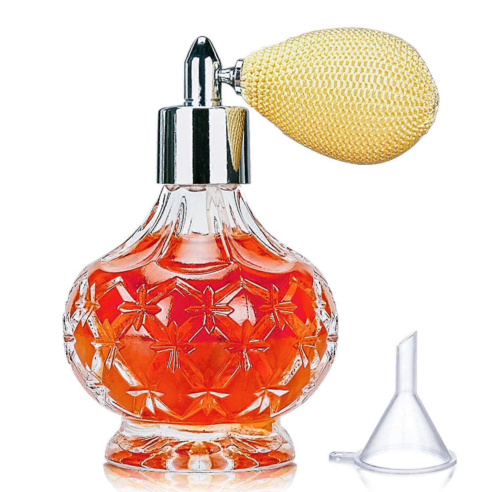 100ml Refillable Cocktail Atomizer with Elegant DiamondCut Design, Classic Air Bulb Bartender Sprayer