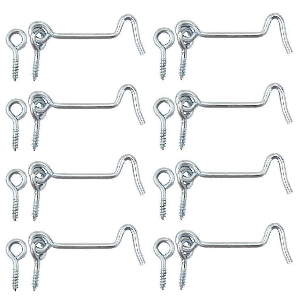 8 Pcs 2.5 Inch Silver Cabin Hook Door Latch for Gate Window Windproof Secure Hold Rustproof
