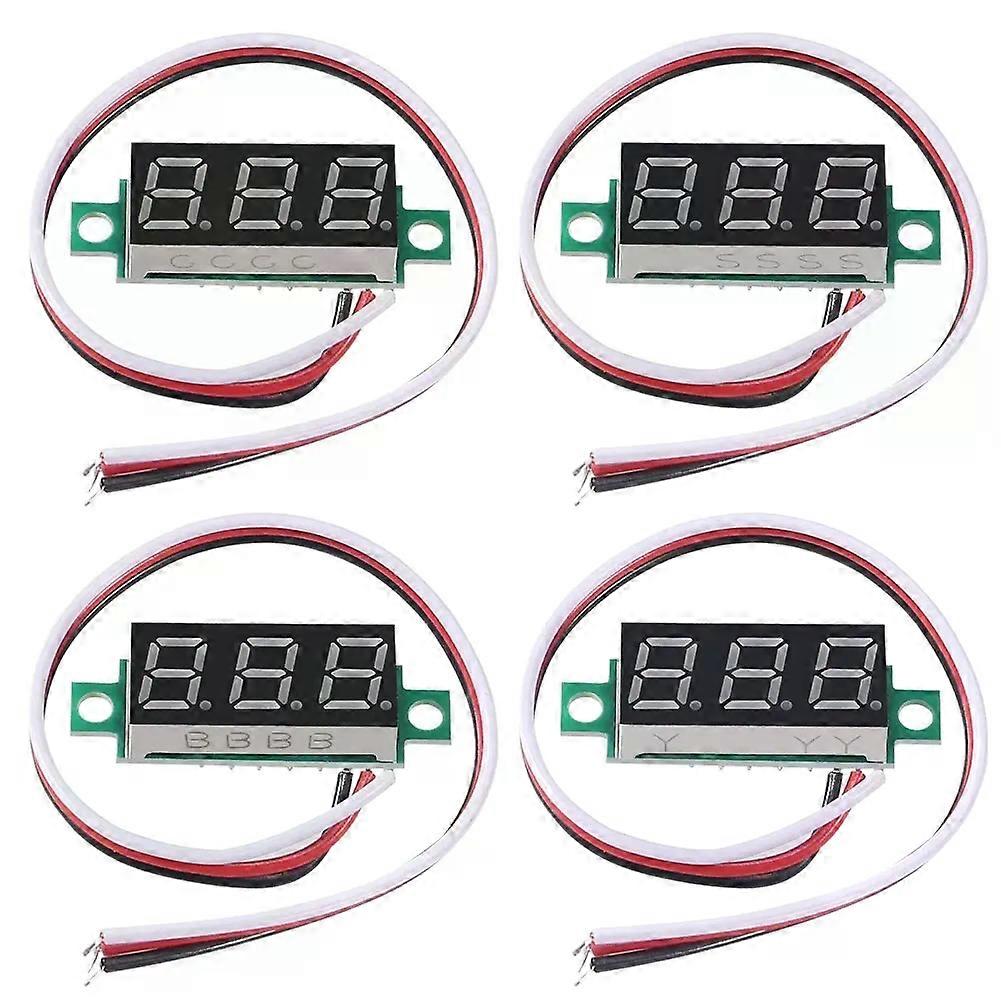 4pcs Digital Mini Digital Voltmeter 028Inch Three-Line 0-100V Digital Voltmeter Gauge Tester LED Display Panel Voltmeter