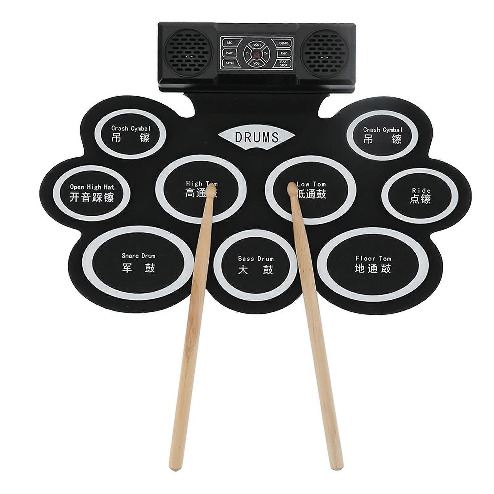 Foldable Electronic Drum Kit with Silicone Pads, Compact US Plug Drum Set for Kids and Adults