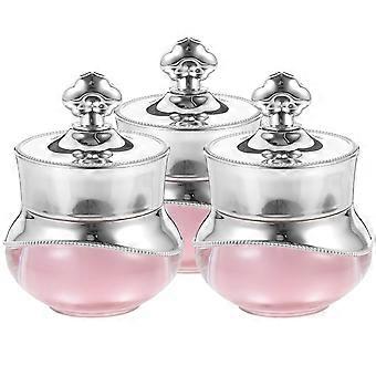 Rosa Acryl-Creme-Tiegel mit Kronenverschluss, 3er-Pack nachfüllbare Reise-Creme-Tiegel