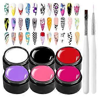 Gel Nail Paint Set 6 Colors UV LED Nail Art Gel Polish for French Tip Design, Longwear Gloss Finish