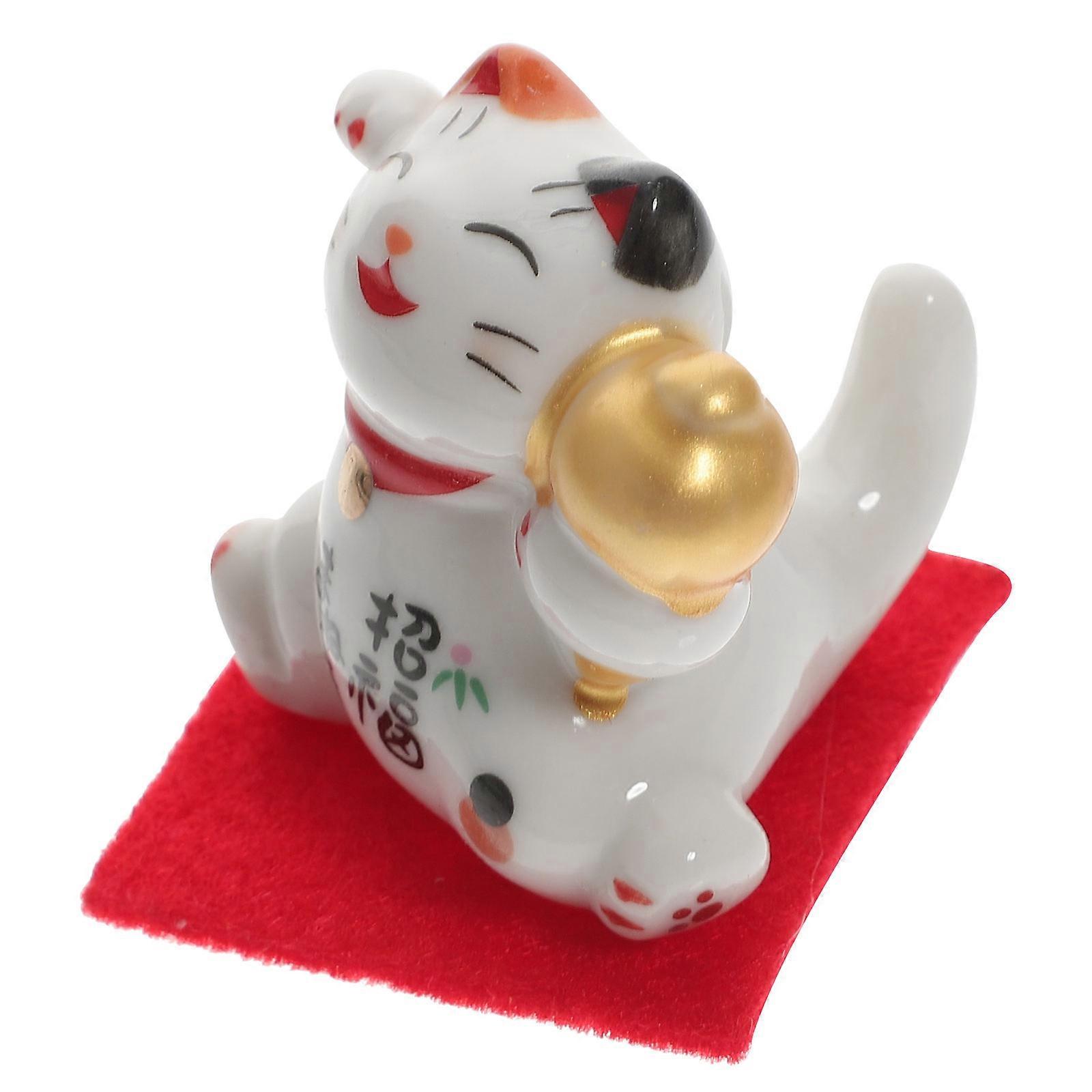 Ceramic Lucky Cat Chopstick Rest for Dining Table White Holder