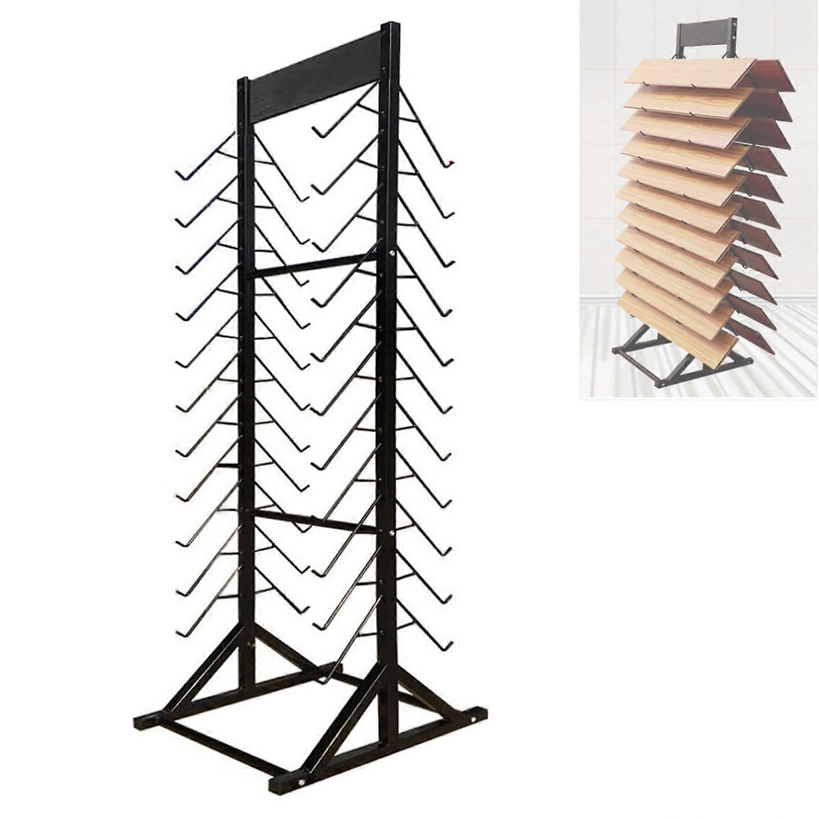 Large Capacity Floor Tile Display Stand with Stable Triangular Frame for Showroom Sample Viewing