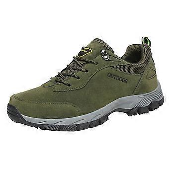Ediodpoh Mode Sommar- och Höstskor Herr Vandringskor Enfärgade Snörskor Platta Bottnar Bekväma Sneakers För Utomhusbruk Armégröna 40