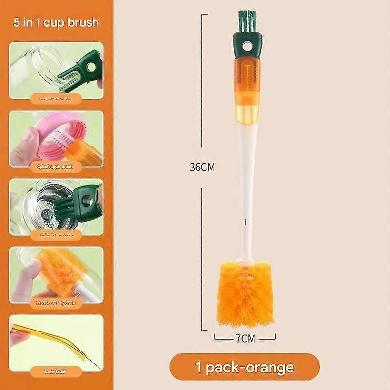 Long Handle Five-in-One Multi-Functional Cup & Bottle Cleaning Brush
