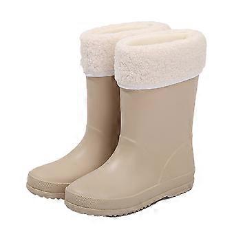 Stivali da pioggia per bambini e bambine, impermeabili, antiscivolo, con suola morbida e fodera in misto cotone, colore kaki Z01, 7-8 anni.