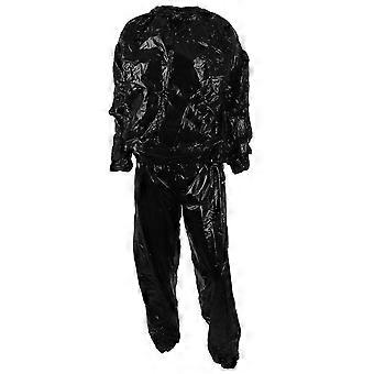2x Heavy Duty Fitness Weight Loss Sweat Sauna Suit Exercise Gym Anti-Rip Black L & XL
