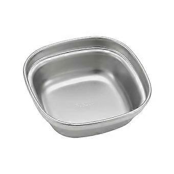 Juego de vajilla para acampar, bandeja de acero inoxidable con compartimento y tazón para salsas, equipo portátil para senderismo.