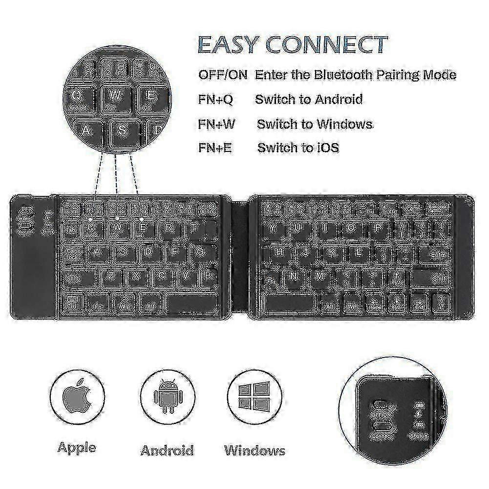 Bluetooth Keyboard, Compact Usb Rechargeable, Mini Portable Wireless