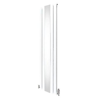 Flat Panel Radiator With Mirror 1800mm x 425mm & TRV Chrome Valves Designer Double Column Vertical