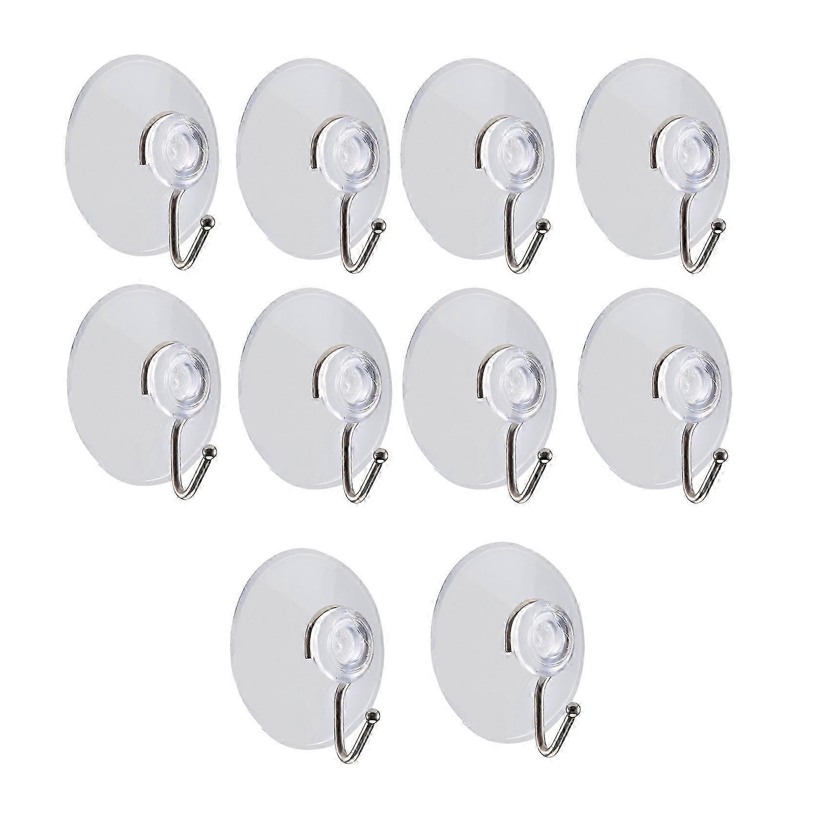 10 Windows Transparent Suction Cup Hook Clothes Jacket Metal Hook