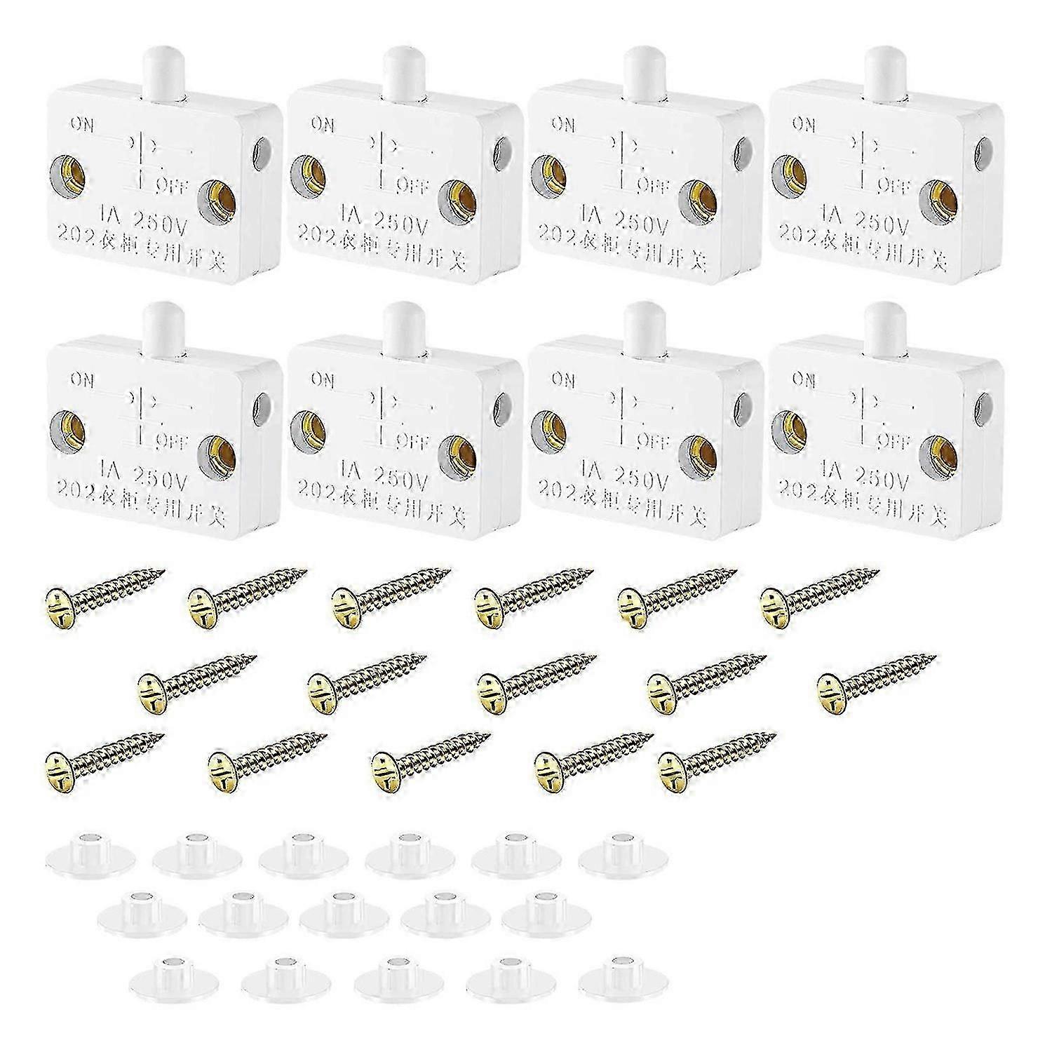 8 Pieces Cabinet Lamp Switch Automatic Door Contact Switch (White)