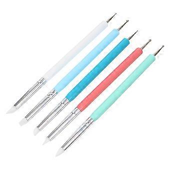 Nail Art Brush Silicone Nail Dotting Pen for Manicure Use 5Pcs Set