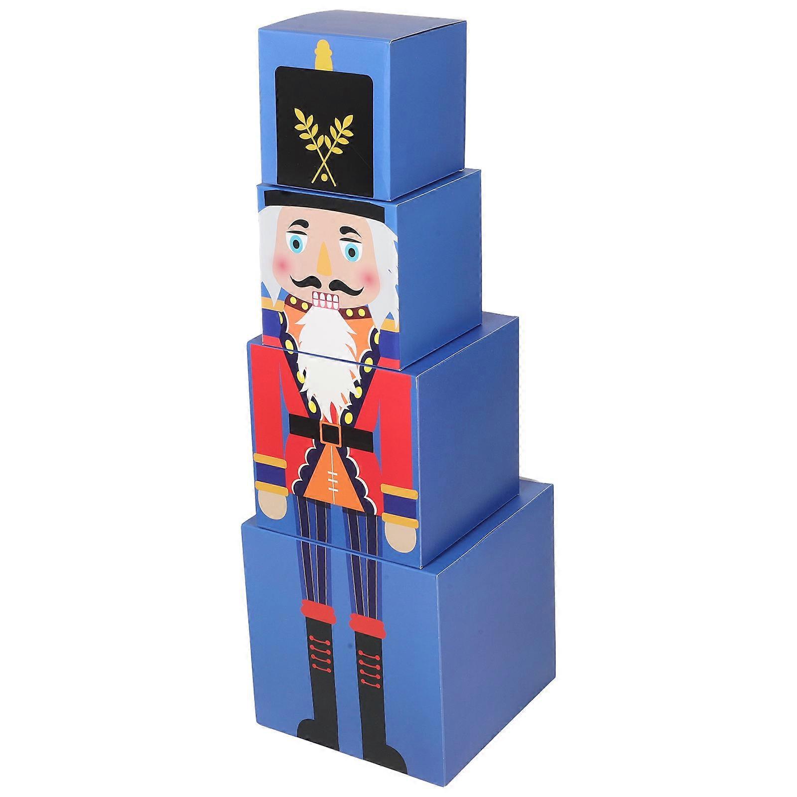 Nutcracker Stacking Boxes for Storage 1Set Blue Paper Stackable Christmas Boxes