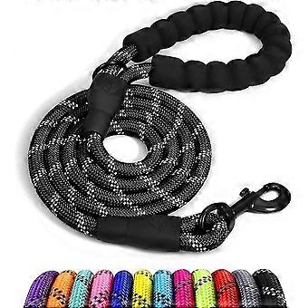Taglory Rope Dog Lead with Soft Padded Handle, 1.2m Reflective Dog Lead and Multi-Colour for Medium Dogs, 1.0cm, Black Zekai