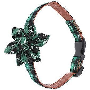 Adjustable Cat Collar Dog Collar Green Christmas Style 4Pcs Pack