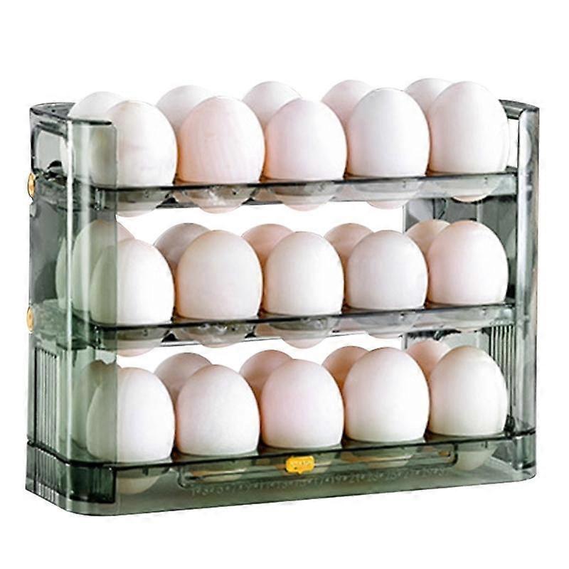 Stackable Egg Holders for Refrigerator,Clear 3x10 Egg Tray Storage Box Dispenser