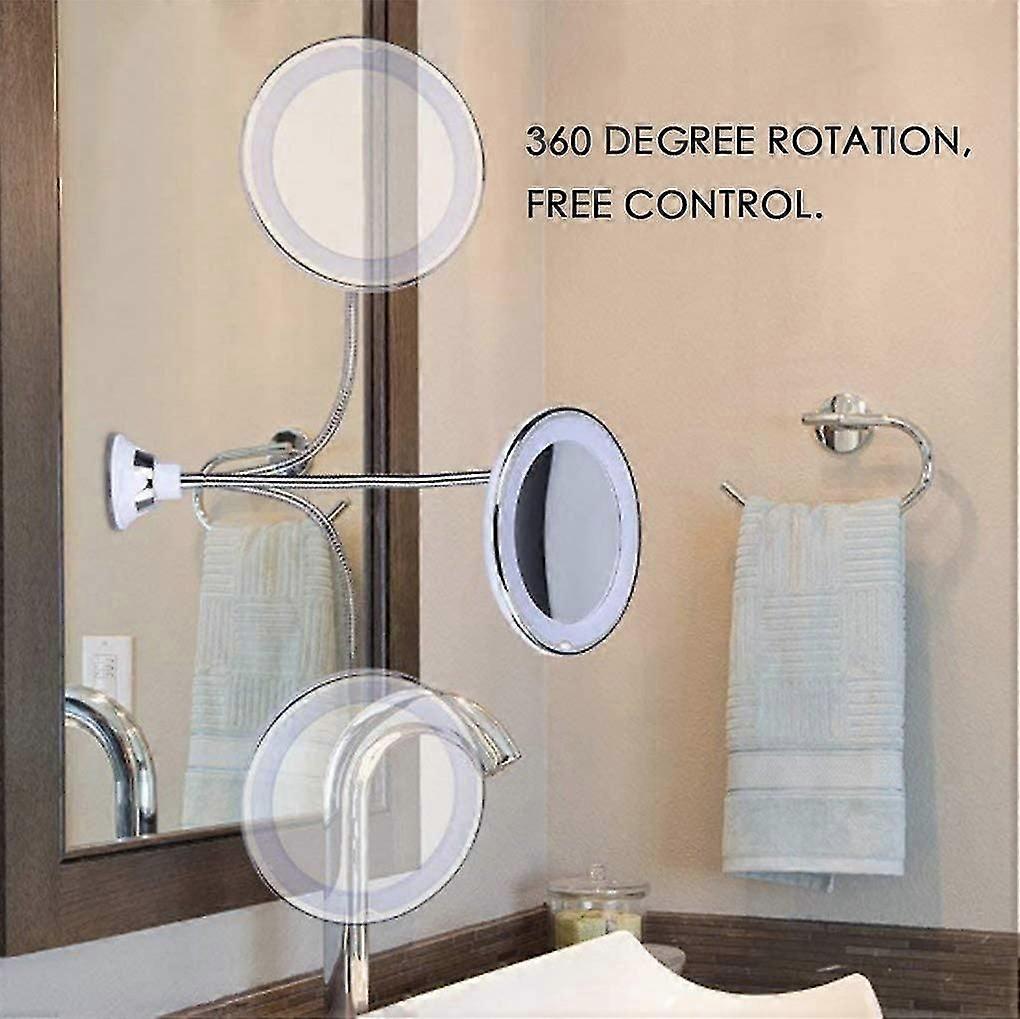 Vanity Mirror 10x Magnification Led Lighted Powerful Suction Cup