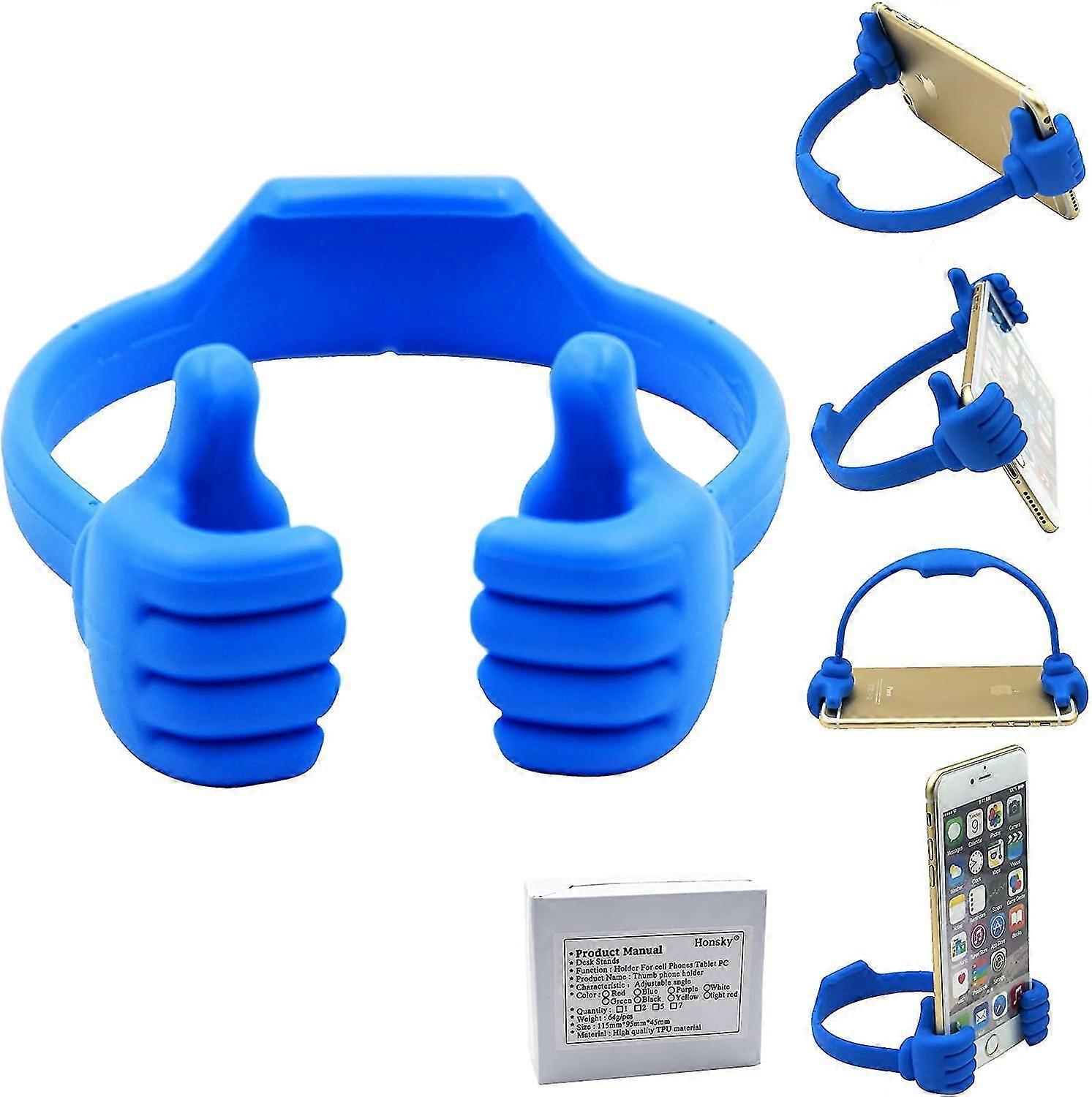 Universal Flexible Thumb Smartphone Stand Holder - Blue