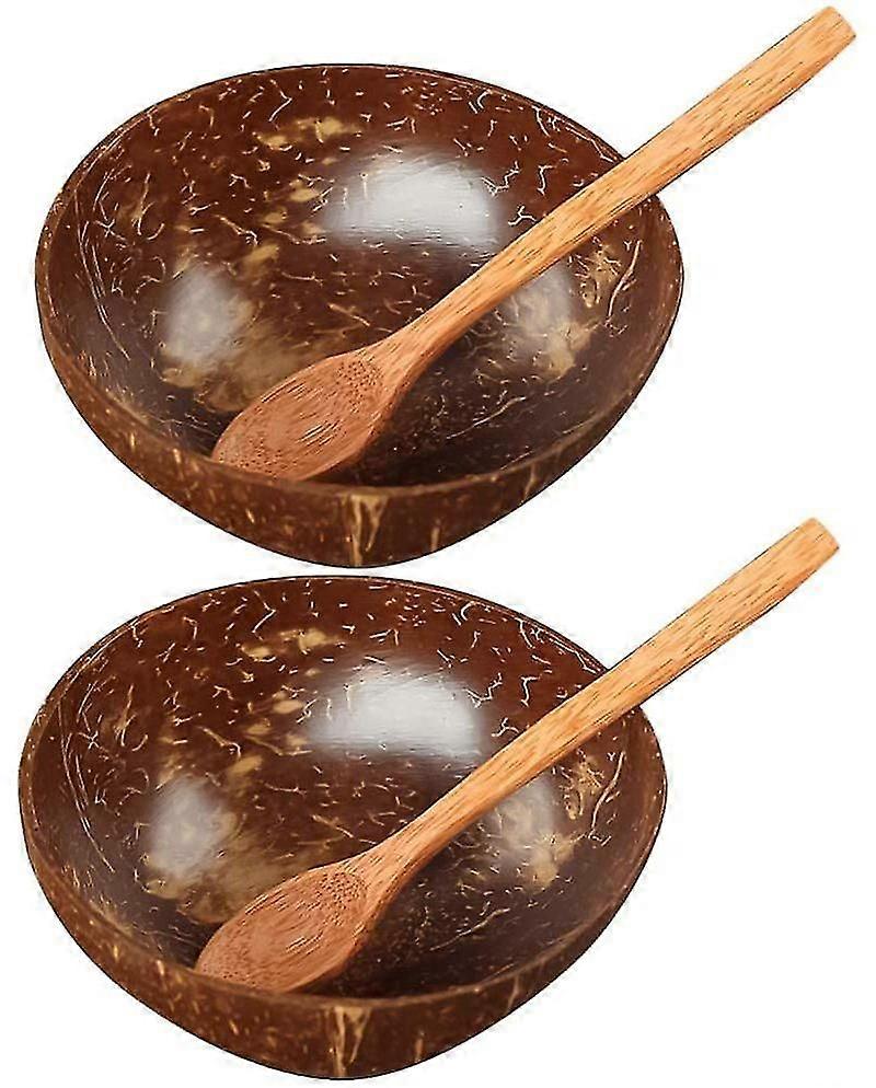 Tigelas de coco conjunto de 2 - artesanal e polida com óleo de coco