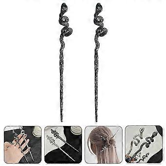 2pcs Schlangenhaarstäbchen Punk Haar Essstäbchen Metall Haarnadel Haarstab für langes Haar