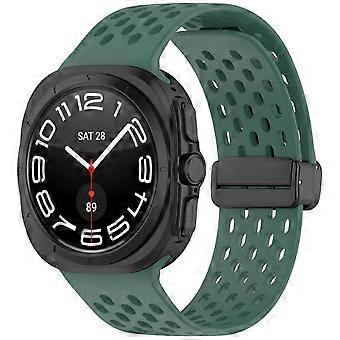 For Samsung Galaxy Watch Ultra 47mm Silicone Design Magnetic Buckle Replacement Arm Band Dark Green