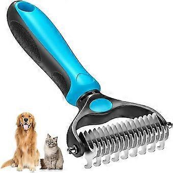 Peigne démêlant double face 2 en 1 pour chiens et chats, brosse de toilettage pour éliminer les nœuds et les poils morts_ynai1