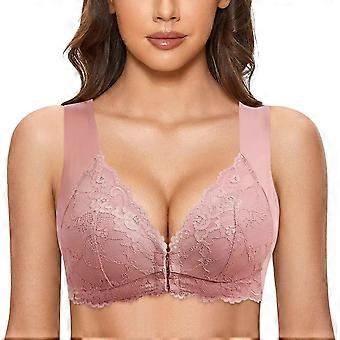 Women No Underwire Front Closure Bras Breathable Support Wirefree Everyday Bras Full Coverage Traceless Push Up Bralette  Burgundy XL