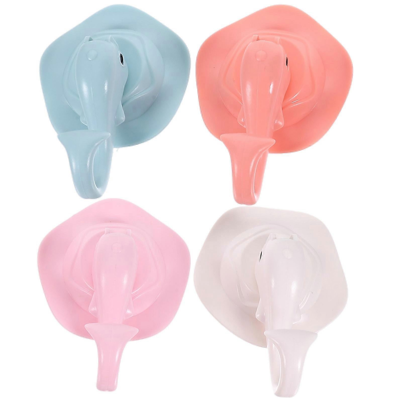 Suction Cup Hooks Multi-Purpose Hanging Hook 4Pcs for Home Use Assorted Colors