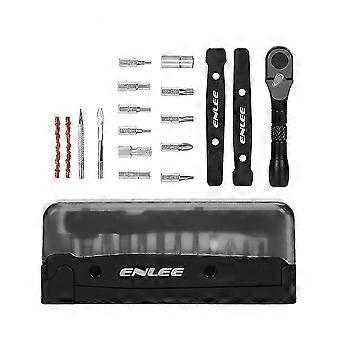 ENLEE Fietsratelgereedschapset Multifunctionele Mountainbike Reparatieset Inclusief Gereedschapskist/Ratelsleutelbits Bandenlichters