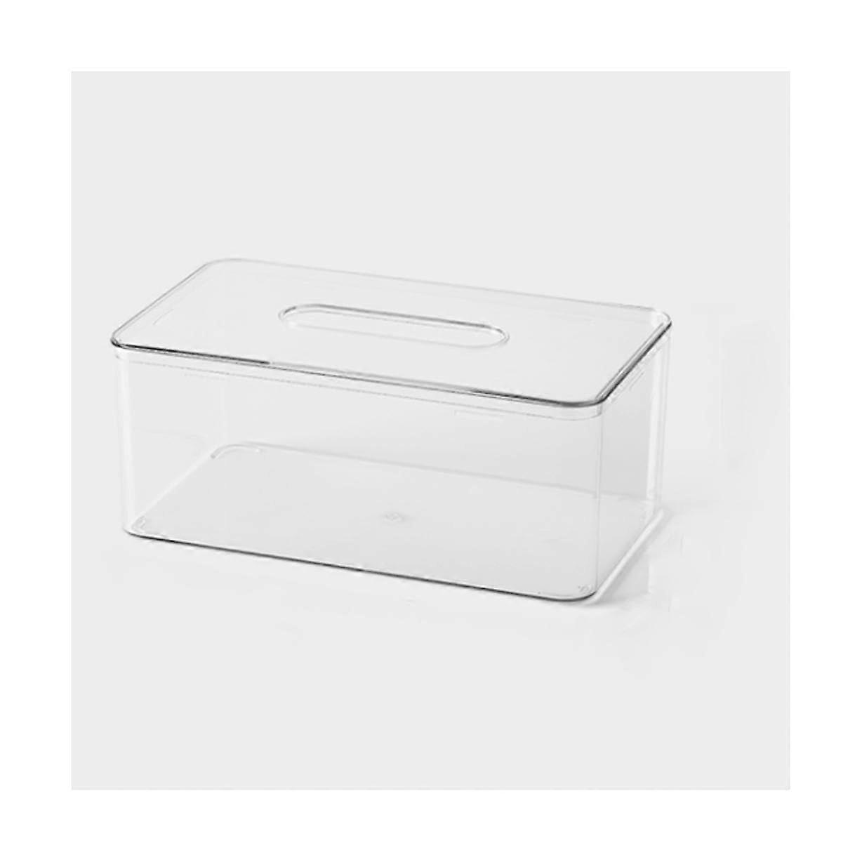 Transparent Tissue Box Cover Large White Rectangular Holder with Clear Modern Design and Easy Replacement