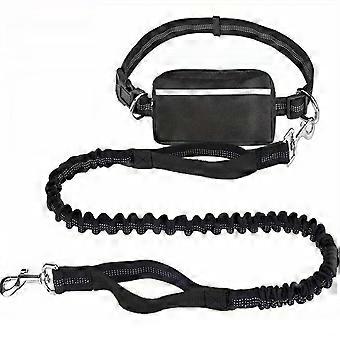 Running Belt with Leash Reflective Hands Leash with Pouch Shock-Absorbing for