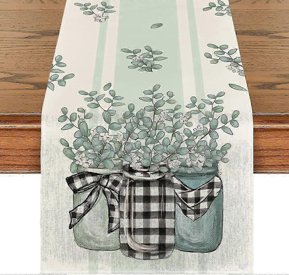 (1pc, ) Eucalyptus Vase Summer Table Runner, Spring Kitc