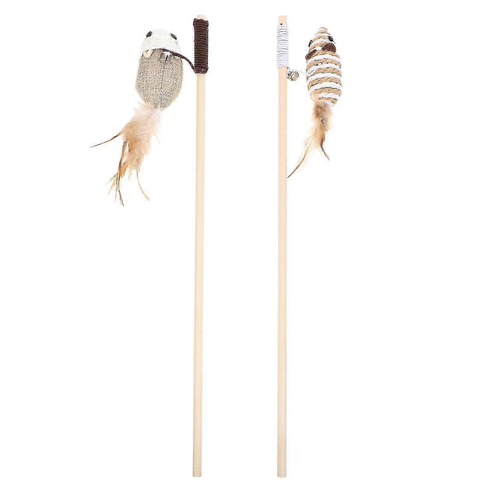 Interactive Mouse Cat Teaser Wand for Exercise Play 2Pcs