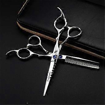 Professional Hairdressing Scissors Set 6 Inch Thinning Shears Ergonomic Barber Scissors for Salon and Home