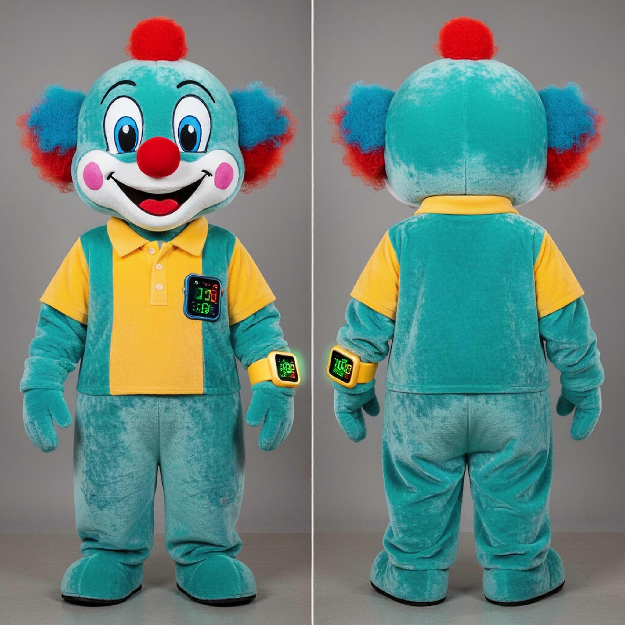 MASTICOT Turquoise Velvety Clown Mascot
