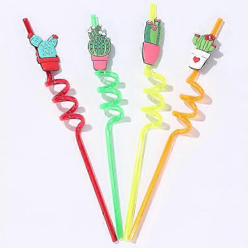 4-Pack Cactus Shape Reusable Straws