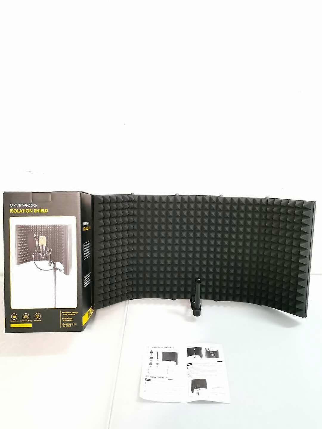 5 Panel Foldable Studio Microphone Isolation Shield Recording Sound Absorber Foam Support Bracket