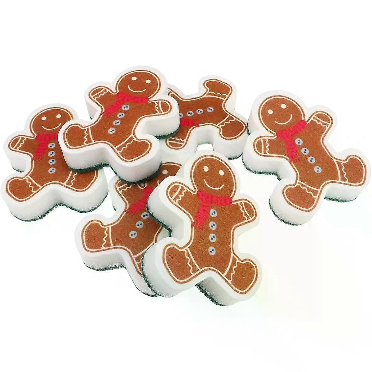 6pcs Gingerbread Man Shaped Dish Washing Sponge