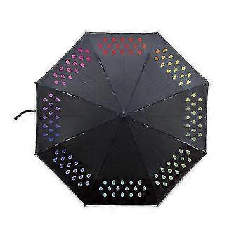 Folding Umbrella, 8 Ribs Windproof Waterproof, Rainbow Color Changing, Lightweight Travel Rain Sun Umbrella for Men Women