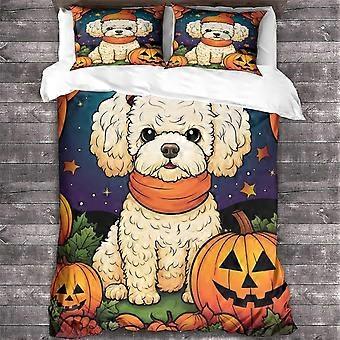 iojv530 LikeEj Dog Bedding Set Halloween Quilt Cover Animal Theme Duvet Cover Microfiber Breathable Comforter Cover Double