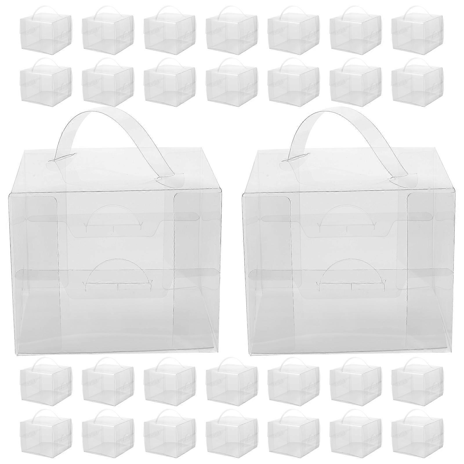 Transparent Cake Boxes with Handles compatible with Storing 10Pcs Clear