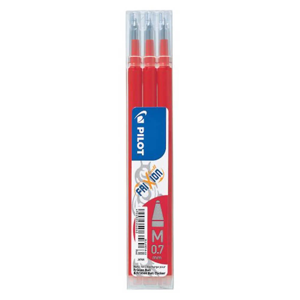 Refillable Pilot Frixion Rollerball Clicker Pen 0.7mm Tip Red Ink Pack of 3