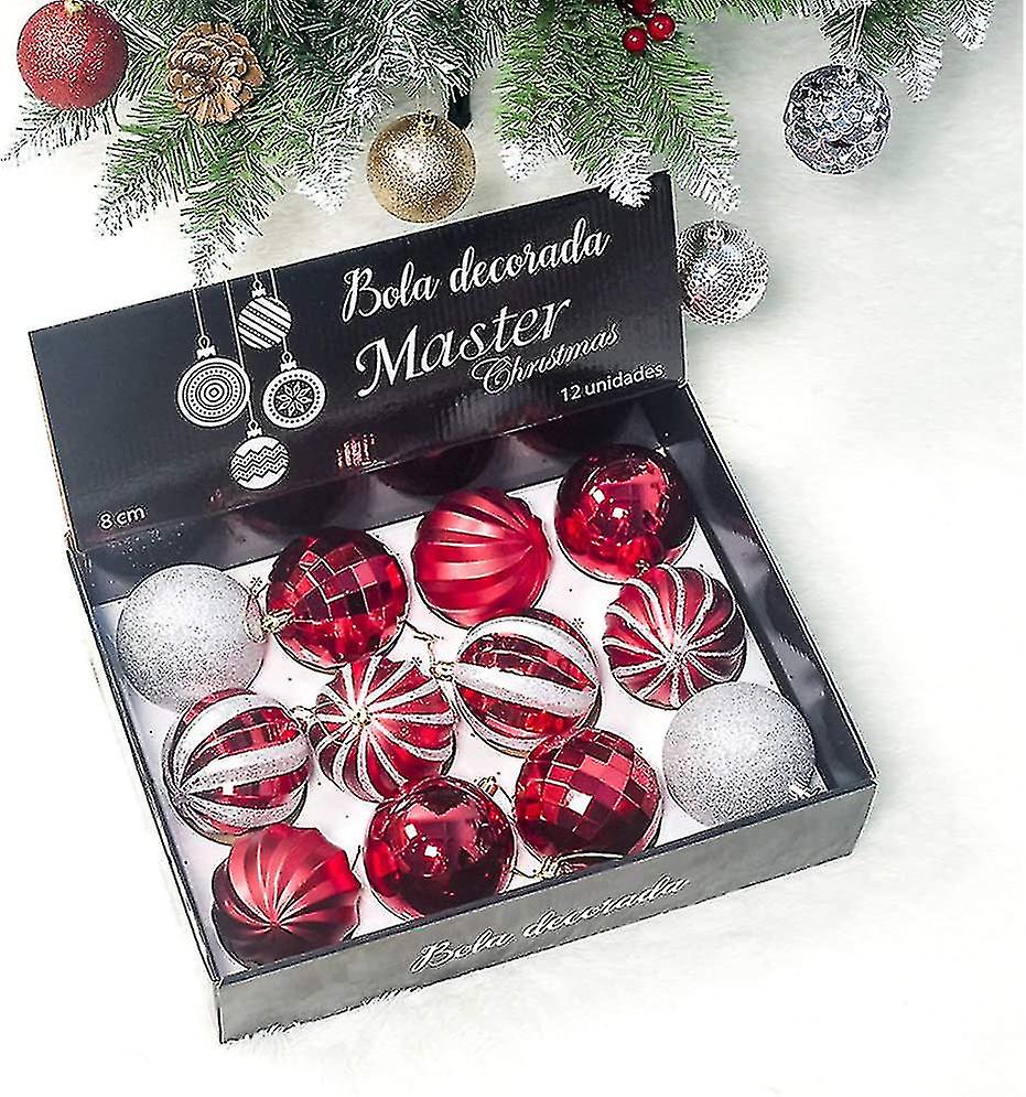 Christmas Ball Ornaments Bulk, Shatterproof Xmas Tree Decor, Red Silver