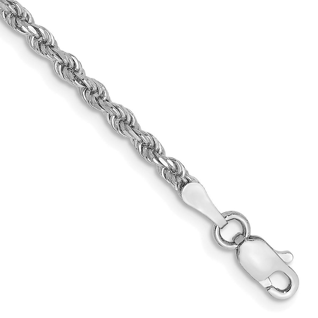 10Kホワイトゴールド2.25mmスパークルカットロープチェーンブレスレットリンクブレスレット女性と男性用-長さ:7〜8