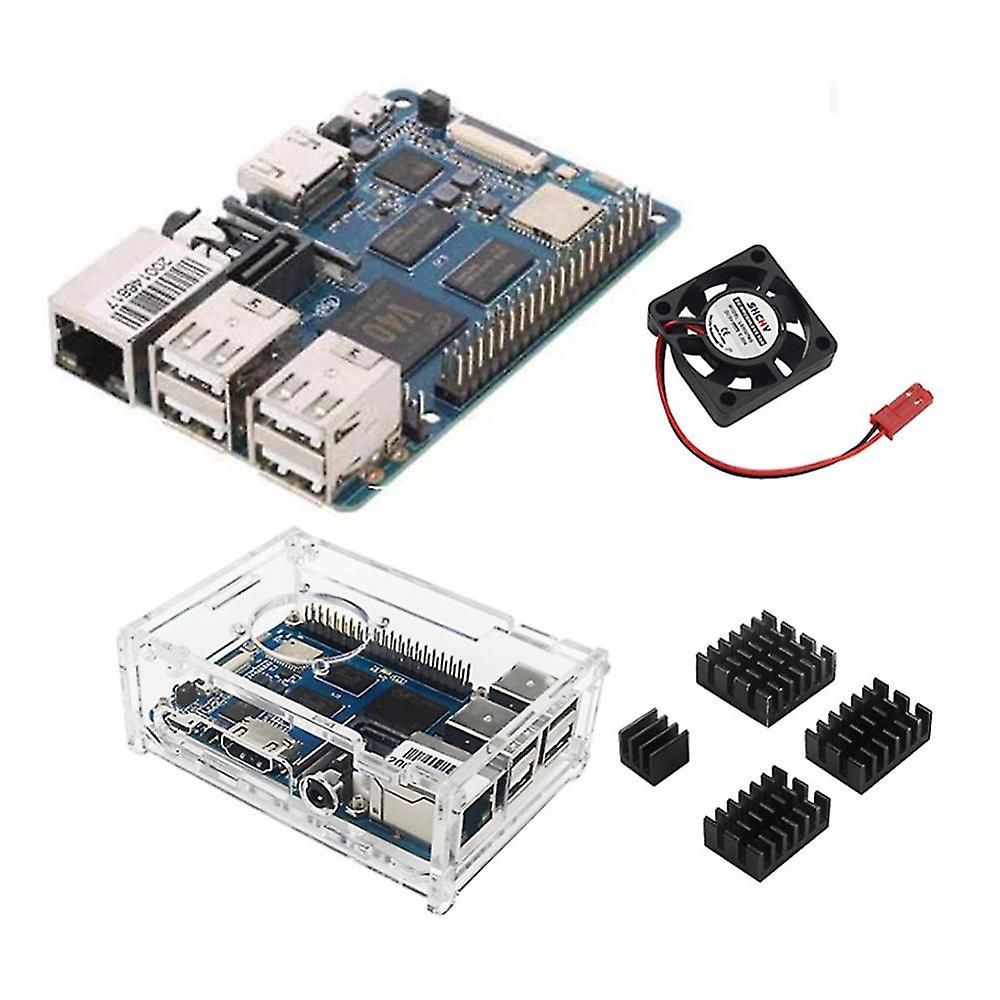 Für Banana Pi bpi-m2 1GB DDR3 Entwicklungsboard mit Acryl Gehäuse Lüfter Kühlkörper Wifi bt Sat