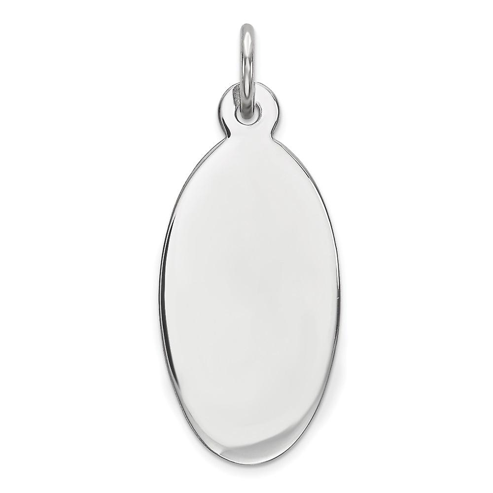 925 Sterling Silver Polished Engraveable Oval Disc Charm 29x12mm Wide Pendant Necklace for Women