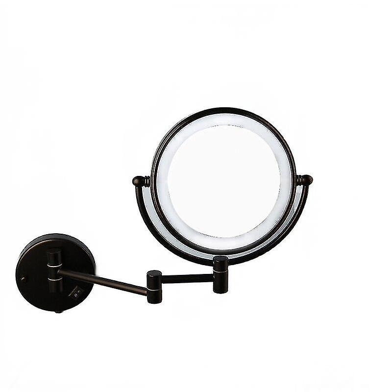 Matte Black Makeup Mirror Led Wall Mounted Extend Folding 2 Faces Led Mirrors